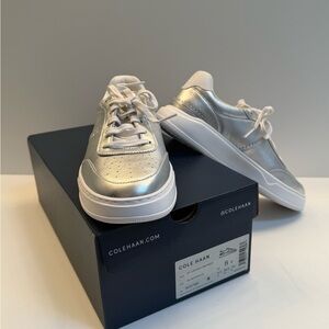 New! Cole Haan Silver and White GP Carissa Sneakers size 8